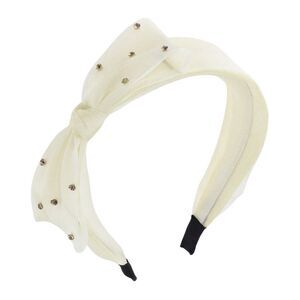 Mesh Bow Headbands Beige